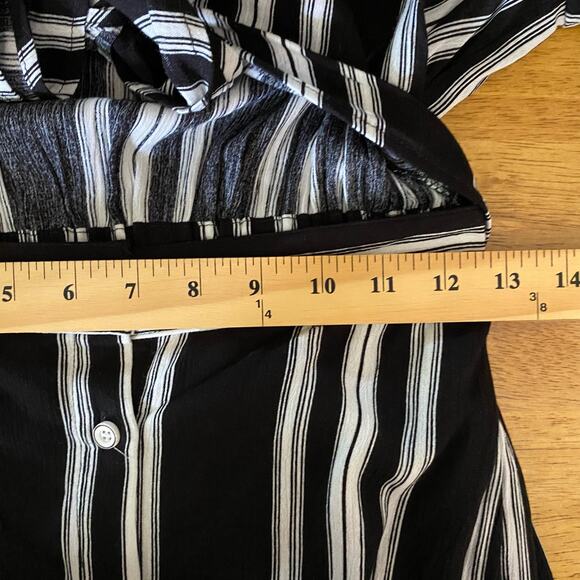 Promesa Striped Tie Top Button Skirt Midi Dress Size Small Elementality Dress - Picture 12 of 12